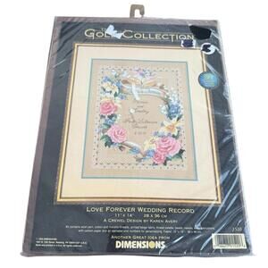 Dimensions Gold Collection Crewel Kit Love Forever Wedding Record 1999